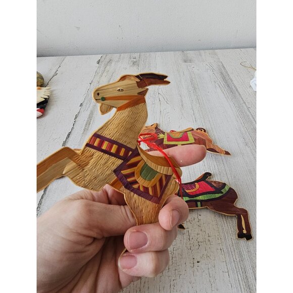 Vintage wooden rabbit deer goat pig ornament bamboo bunny unique axis tree - Picture 4 of 13